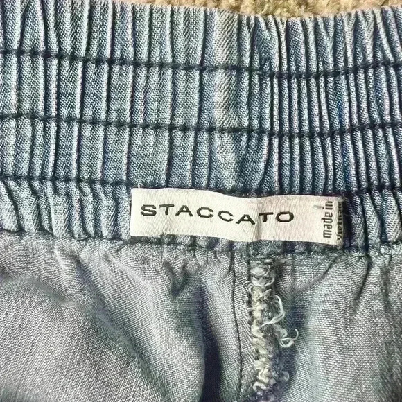 Staccato Elastic Drawstring Washed Denim Blue Short With Pockets Size Small - Picture 7 of 9
